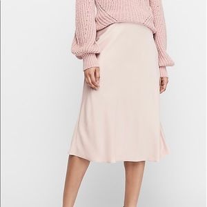 Express High Waisted Satin Midi Skirt